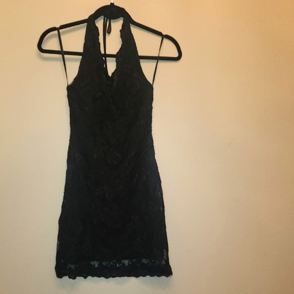bebe Dresses & Skirts - Elegant Black Lace Halter Dress.BeBe Size Xs
